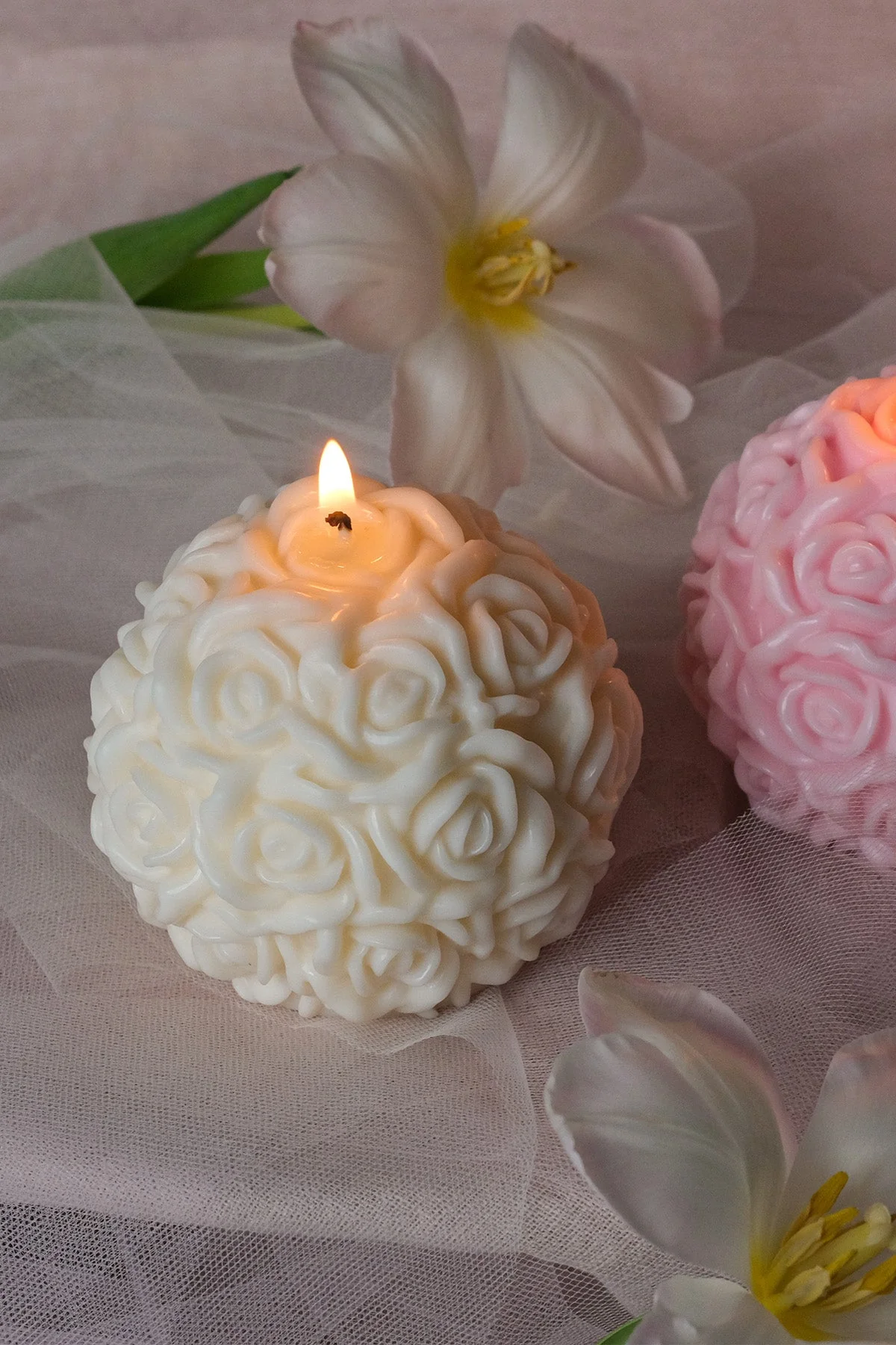 Rose Ball Candle - Image 2