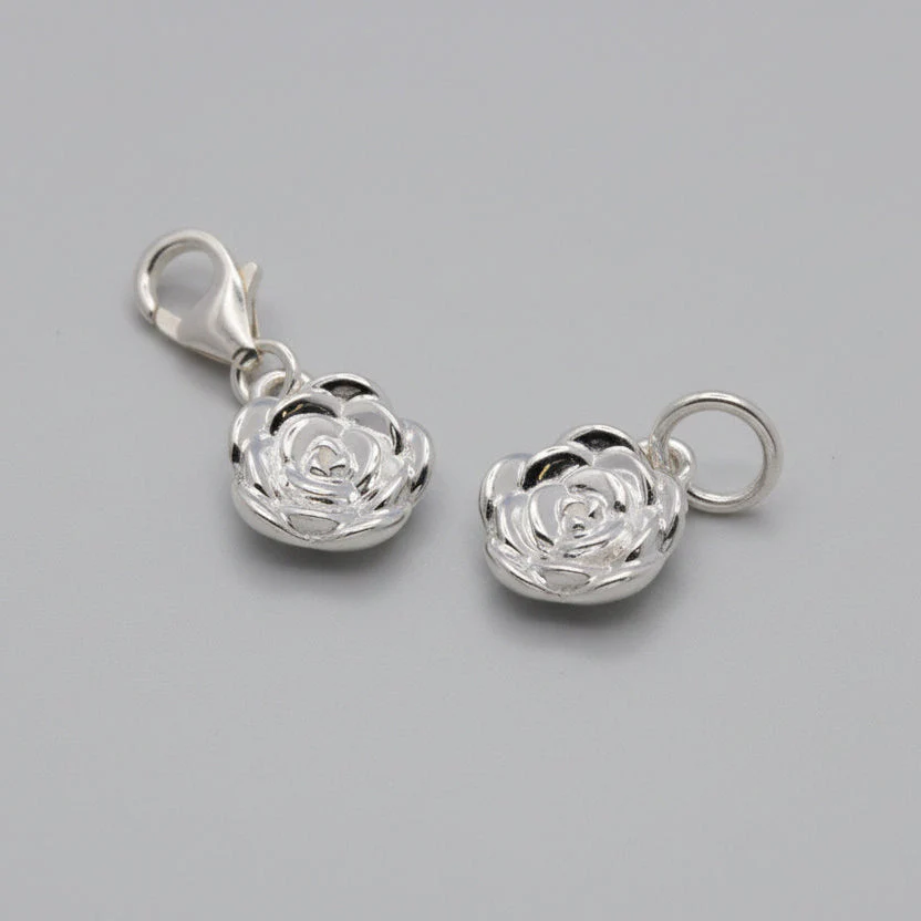 Rose Flower Personalised  Silver Charm - Image 4