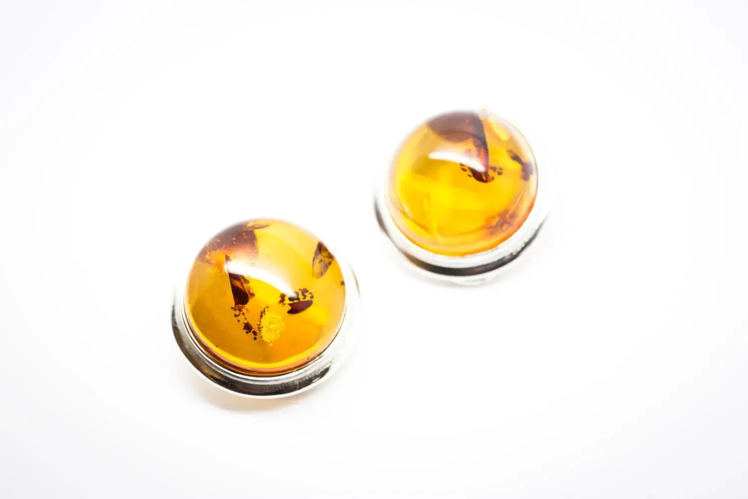 Round Amber Clip On Earrings - Image 3