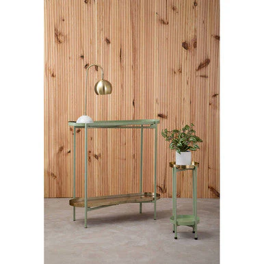 Sabia Green And Gold Two Tiered Plant Stand - Image 5