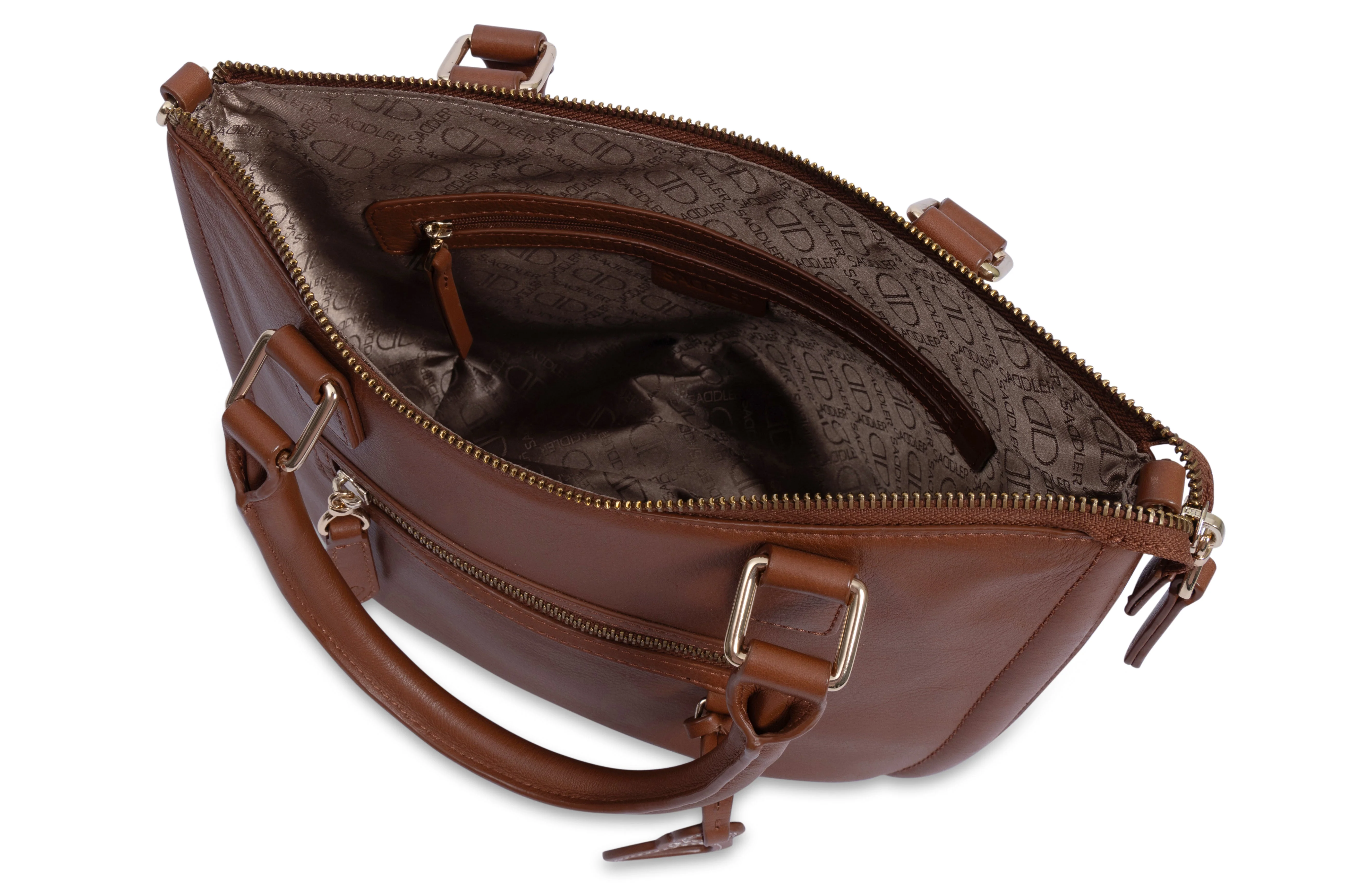 SADDLER "Chloe" Real Leather Twin-Handle Handbag with Crossbody Strap - Handmade, with Keepsake Pouch - Image 3