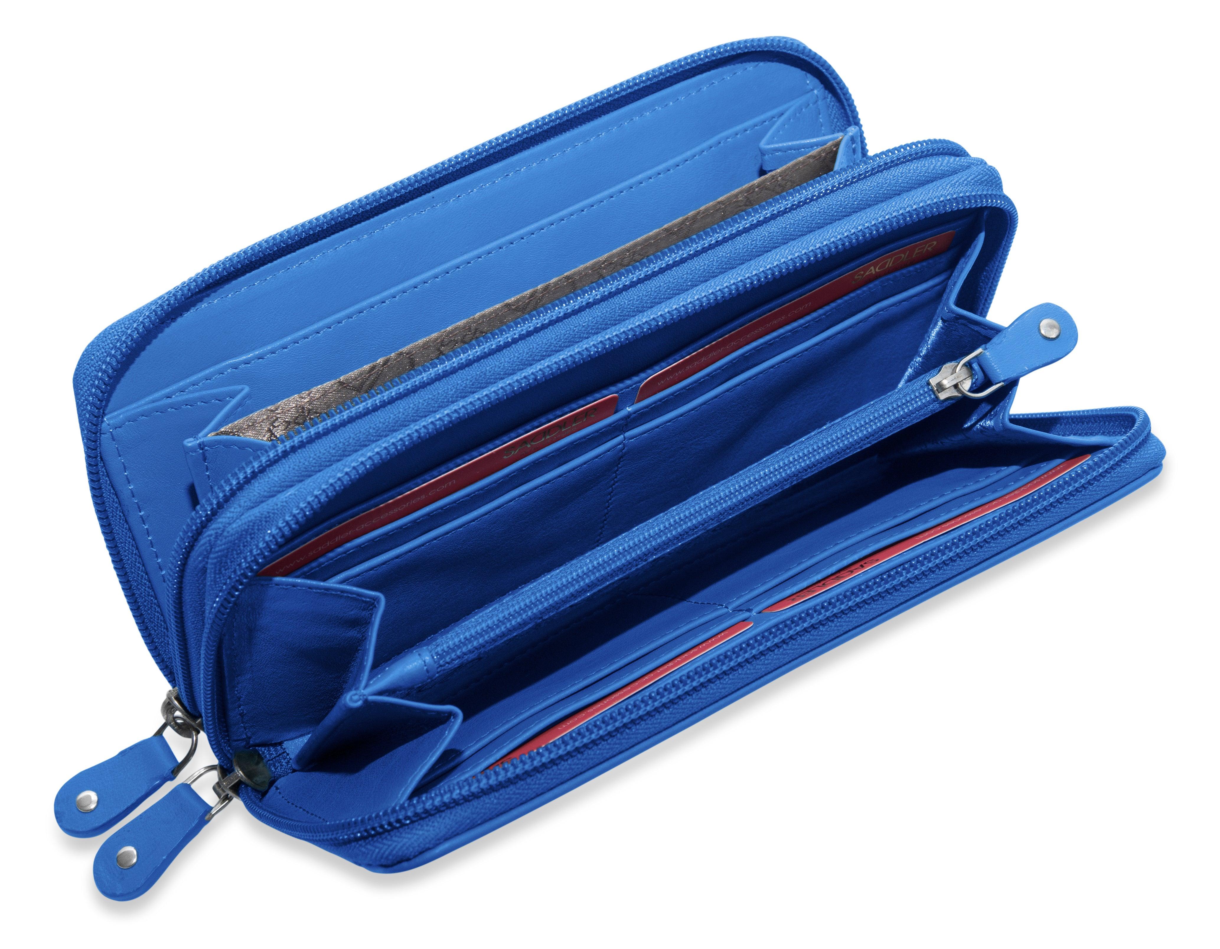 SADDLER GABRIELLA Leather Double Zip Around Purse - 8 Card Slots, Phone Pocket, and Coin Purse - RFID Protected - Image 20