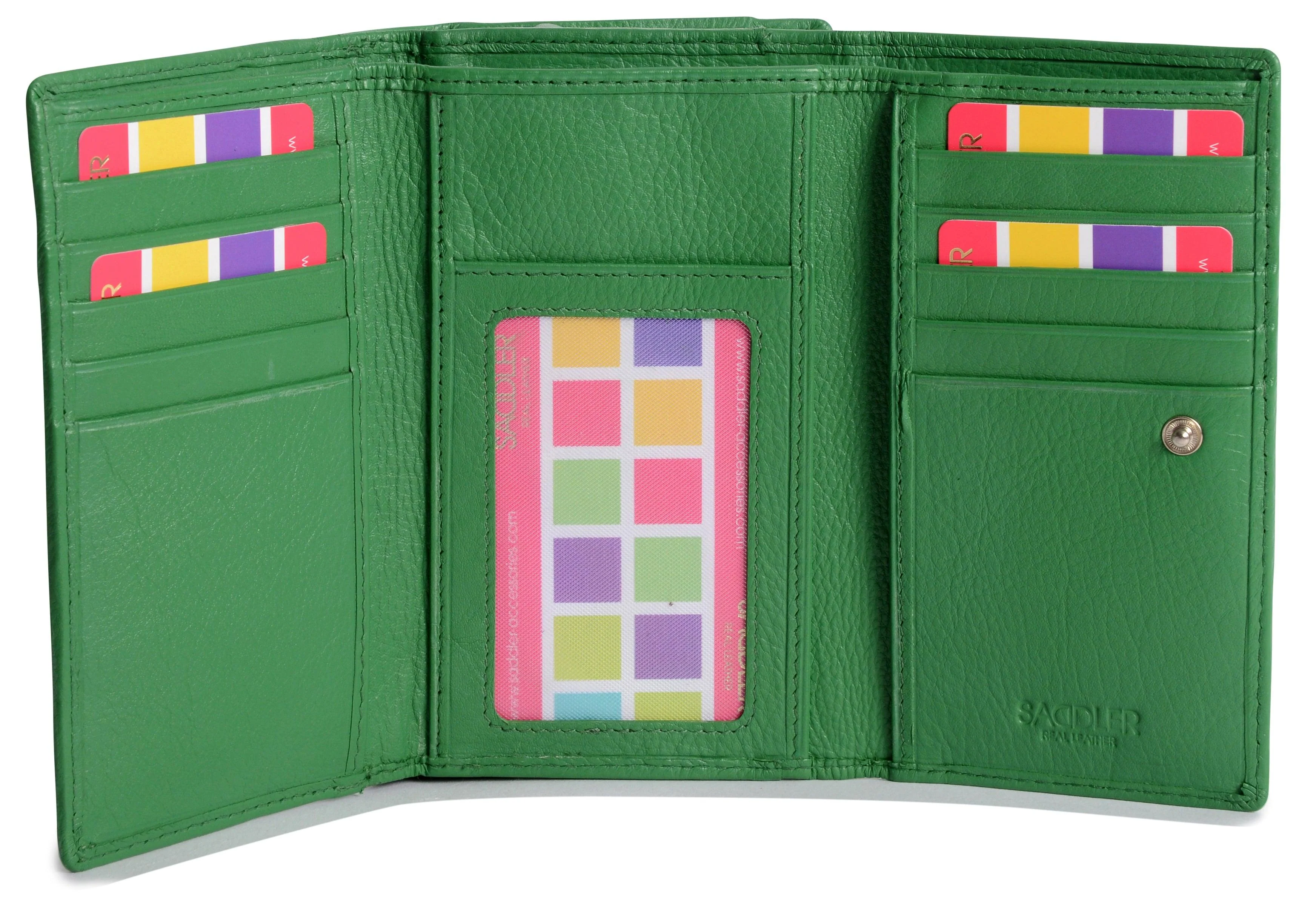 SADDLER PAULA Handmade Leather Trifold Purse – RFID Protected | 8 Card Slots, ID Window & Rear Zip Pocket | Gift Boxed - Image 23