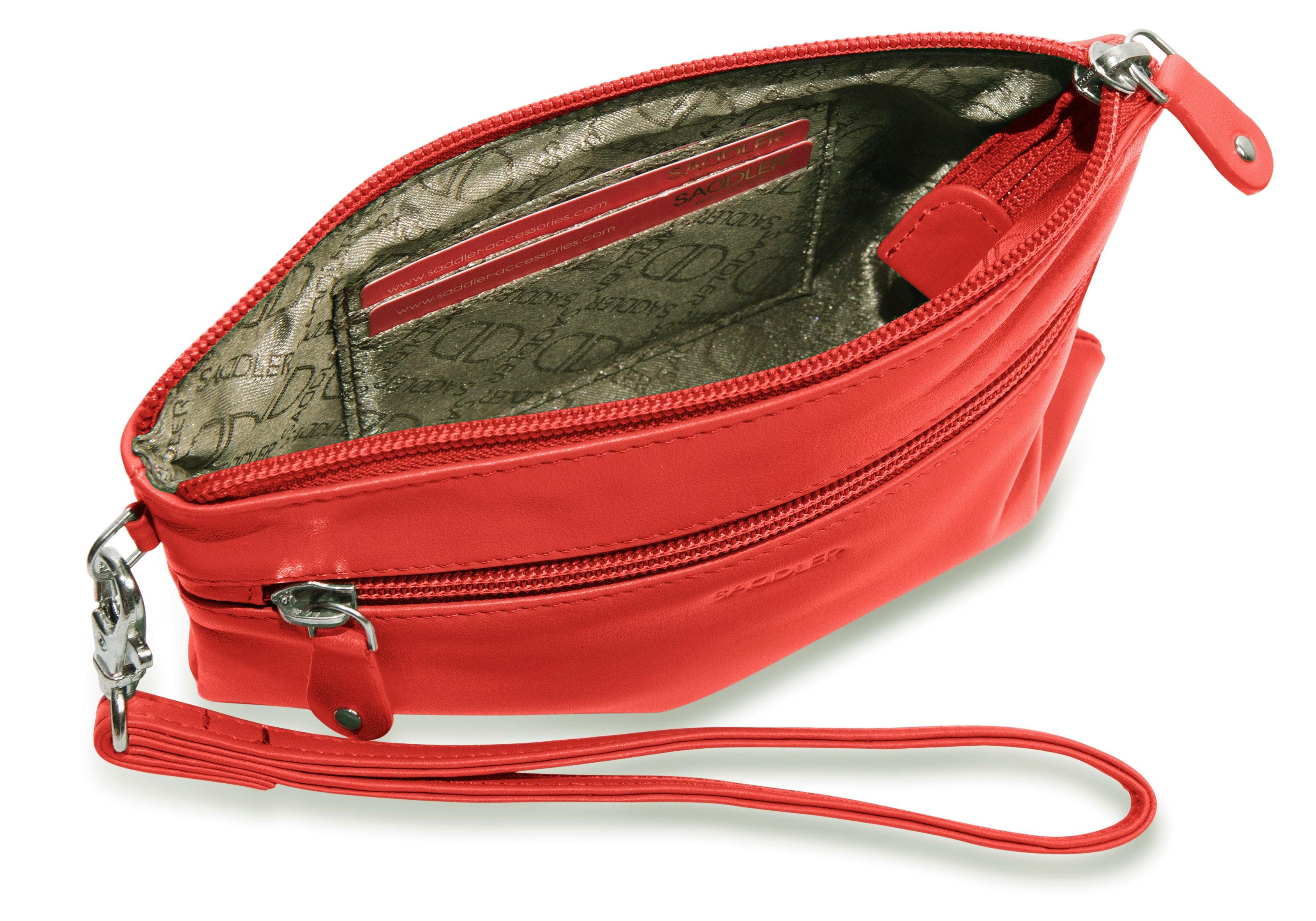 SADDLER SCARLETT Leather Zip Top Mini Clutch - Phone Holder with Detachable Wrist Strap - RFID Protected - Image 5