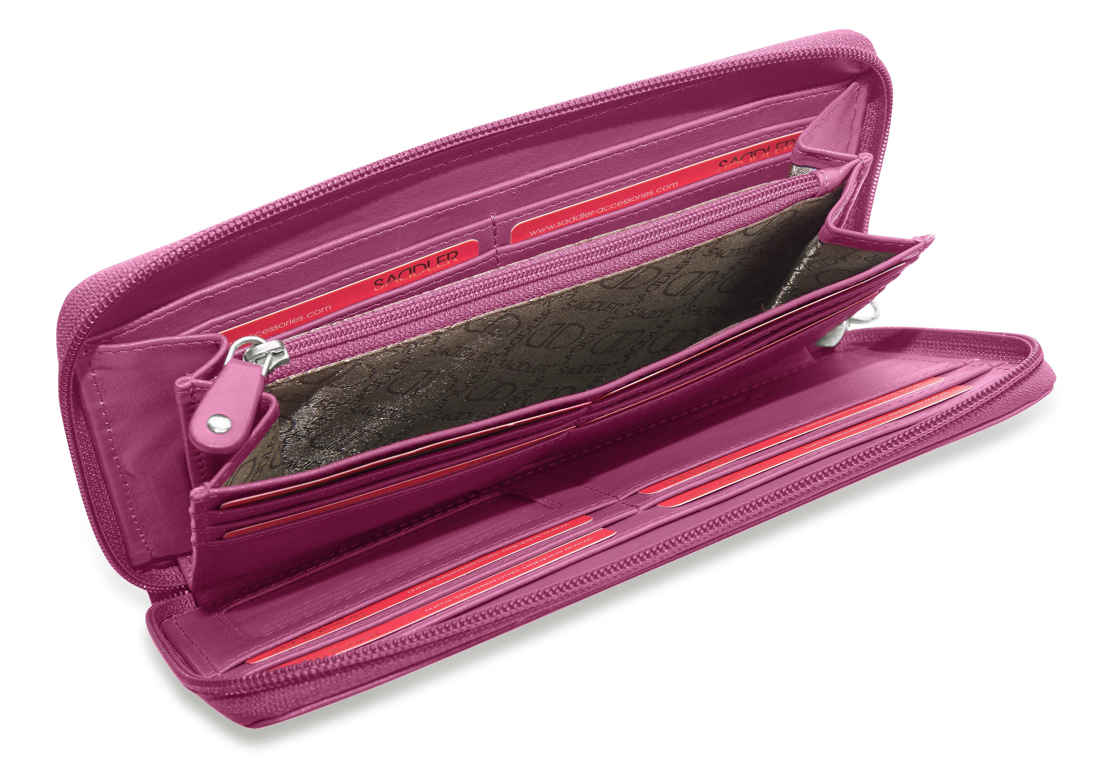 SADDLER SOPHIA Leather Zip Around Purse - 15 Card slots, Mobile Phone Pocket, Detachable Wrist Strap- RFID Protected - Image 24
