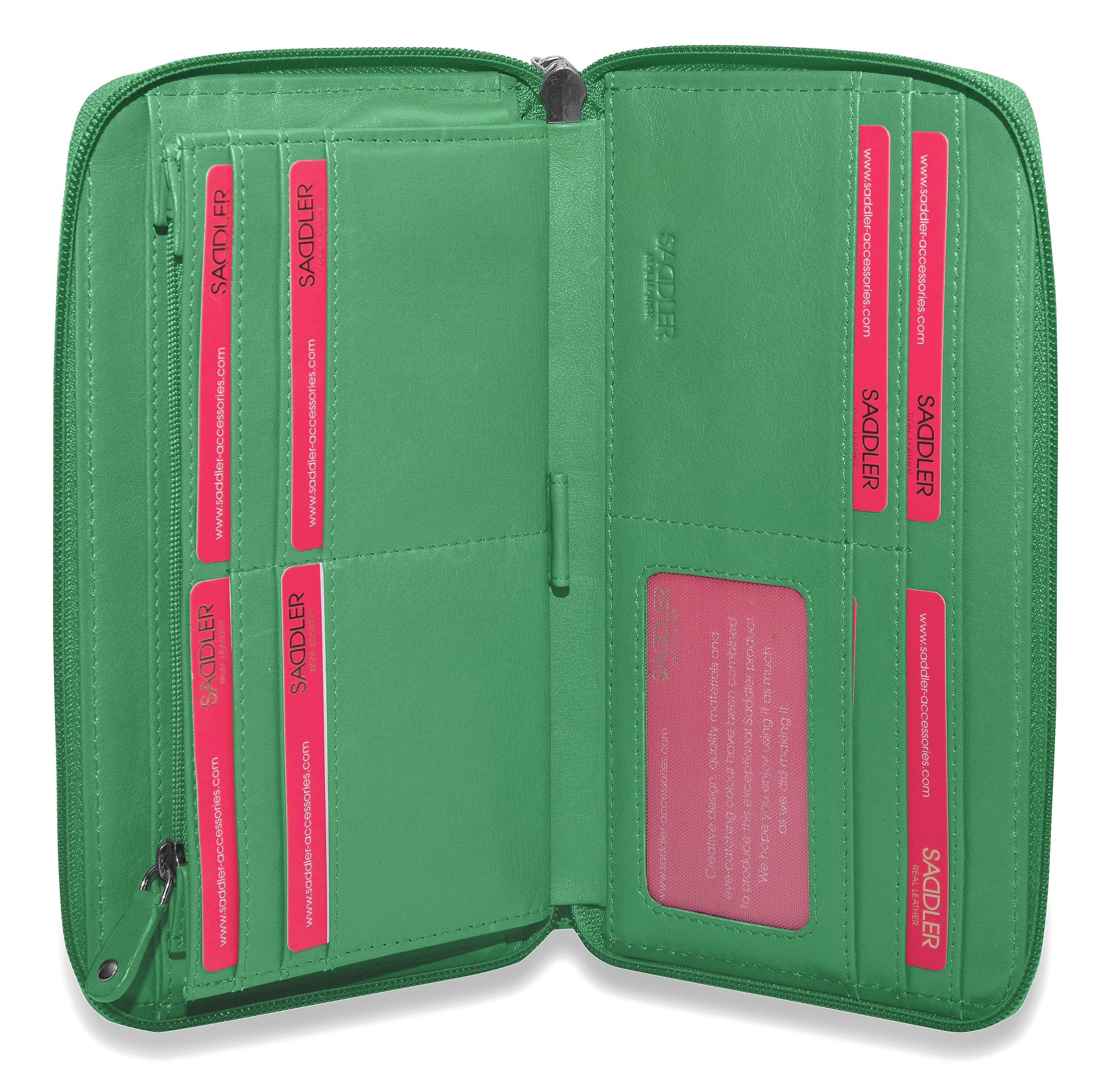 SADDLER SOPHIA Leather Zip Around Purse - 15 Card slots, Mobile Phone Pocket, Detachable Wrist Strap- RFID Protected - Image 33