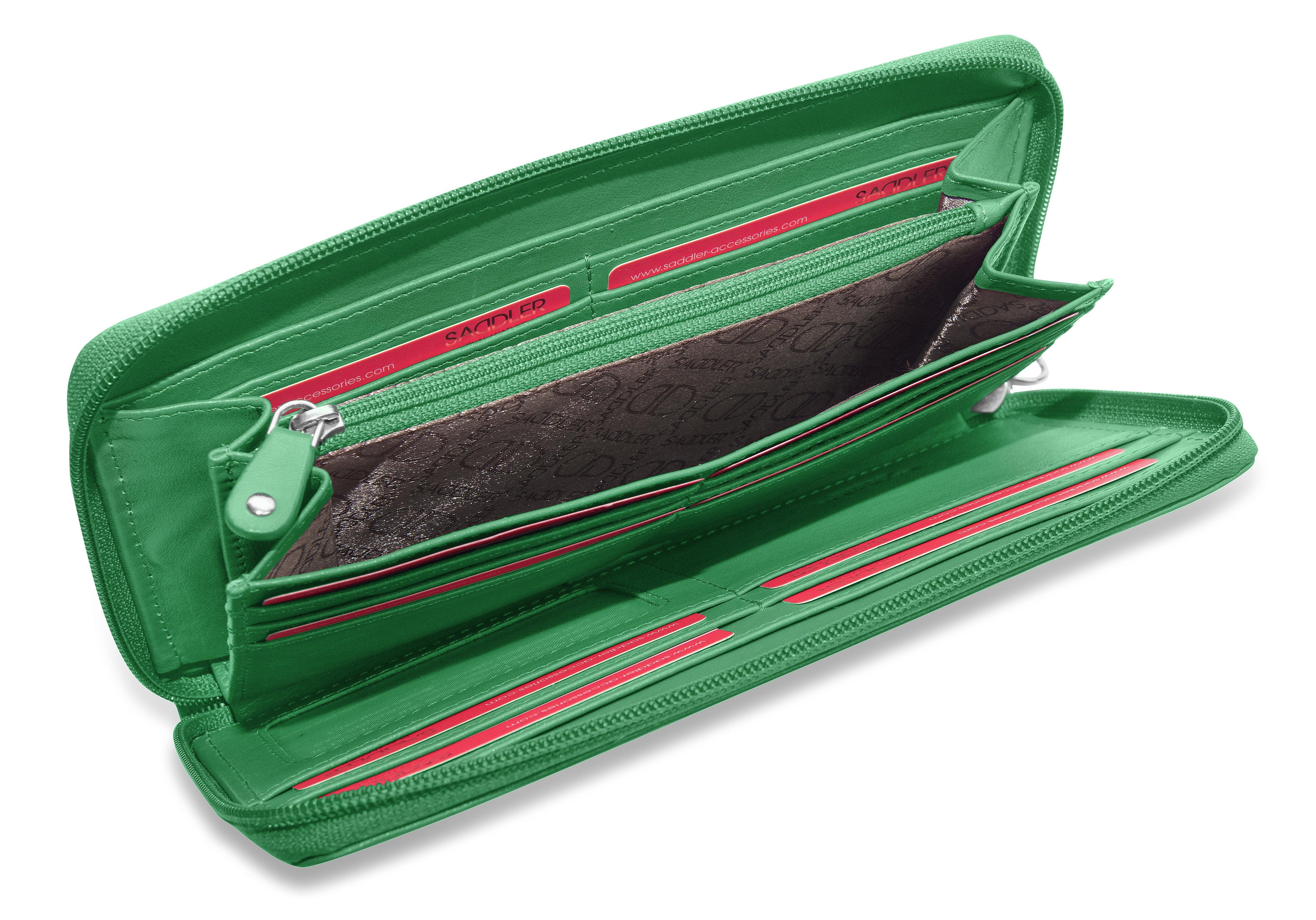 SADDLER SOPHIA Leather Zip Around Purse - 15 Card slots, Mobile Phone Pocket, Detachable Wrist Strap- RFID Protected - Image 35
