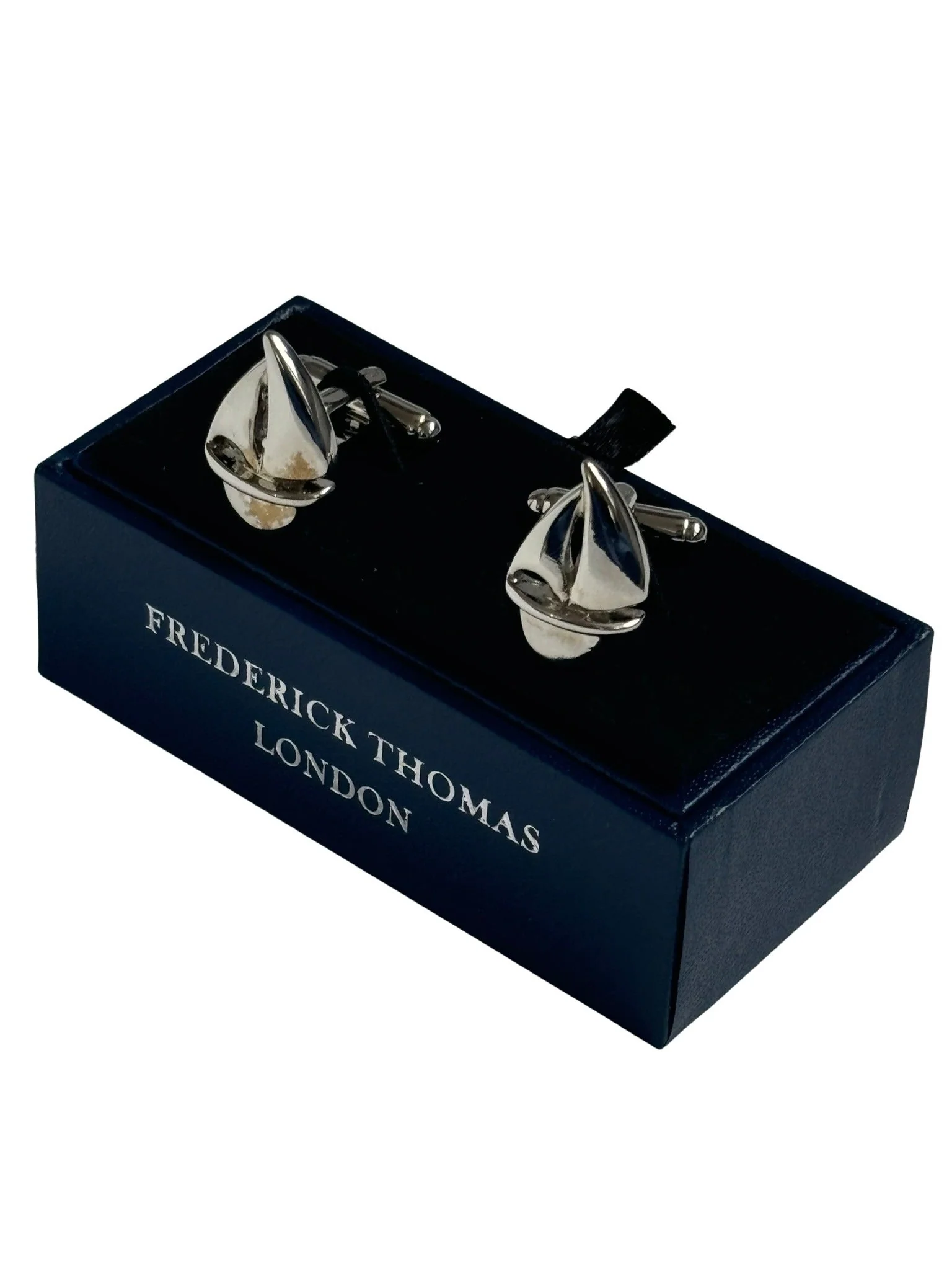sailing boat silver style colour cufflinks - Image 3
