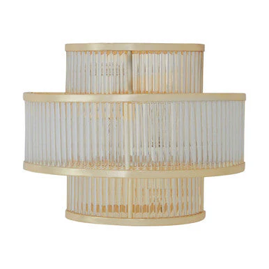 Salasco 3 tier glass wall light with warm metallic iron frame - Image 2
