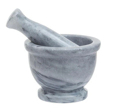 Salerno Grey Marble Mortar And Pestle With Rim - Image 2