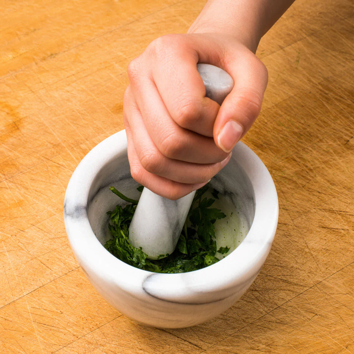 Salerno White Marble Mortar And Pestle - Image 3