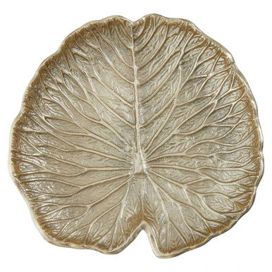 Salma Small Gold Finish Lotus Leaf Plate - Image 3