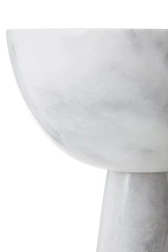 Salmo Large White Marble Pedestal Bowl - Image 9