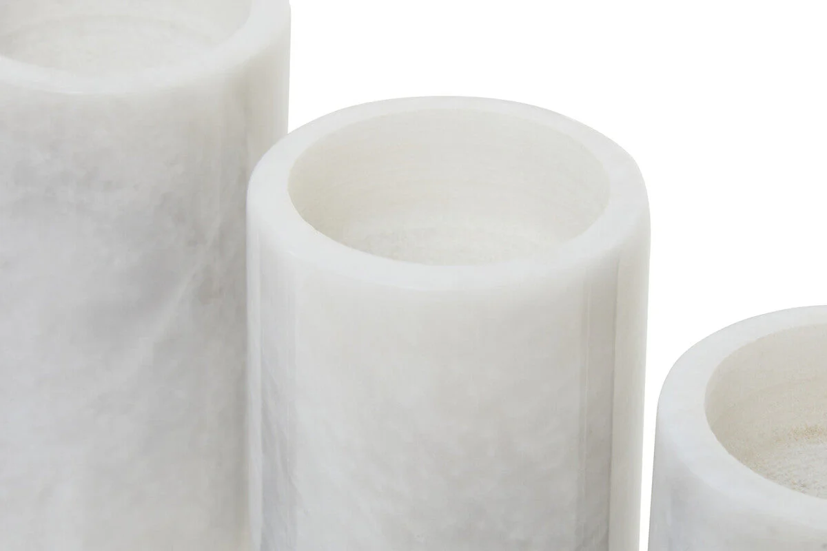 Salmo Set Of Three White Marble Tealight Holders - Image 7