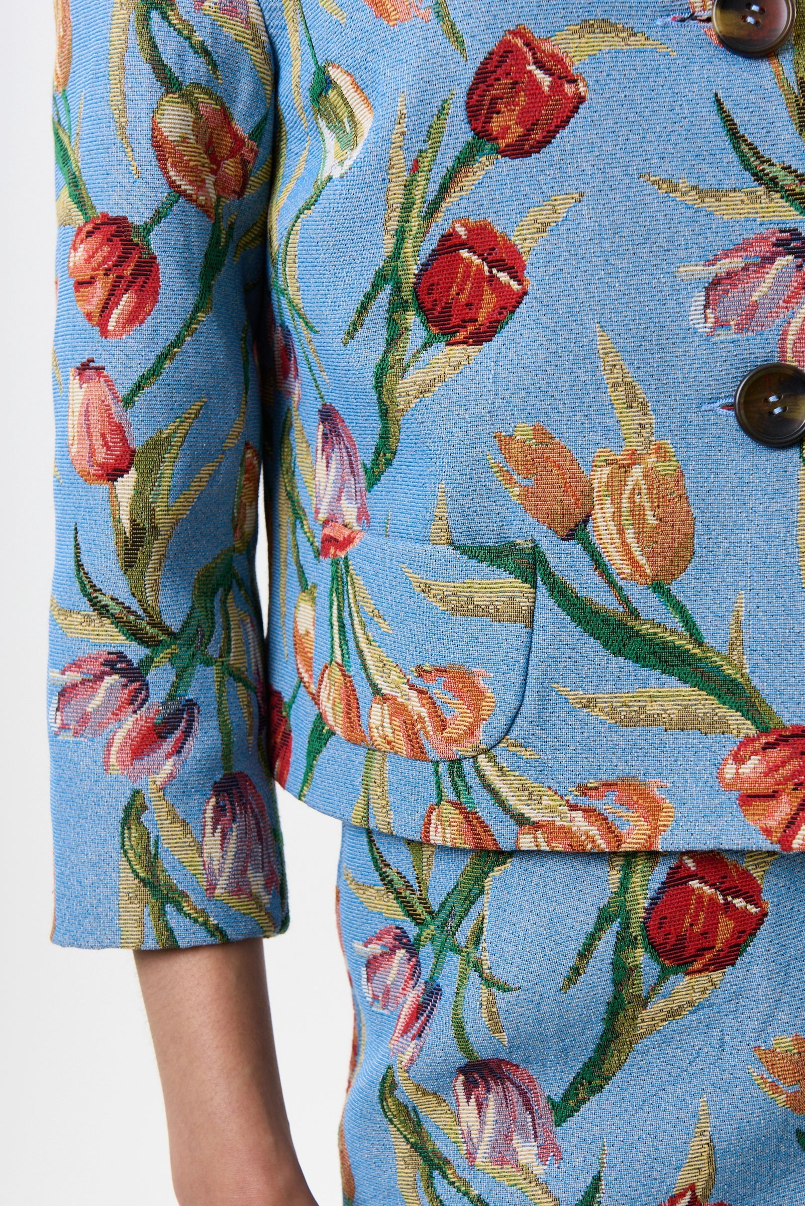 Salut Tulip Jacquard Short Jacket - Blue - Image 4