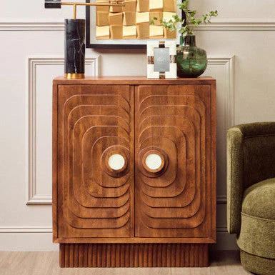 Sangar Two Door Mango Wood Carved Cabinet