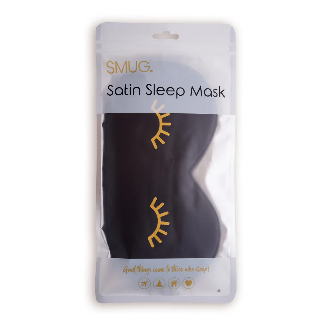 Satin Sleep Mask - Wink Print, Black - Image 2