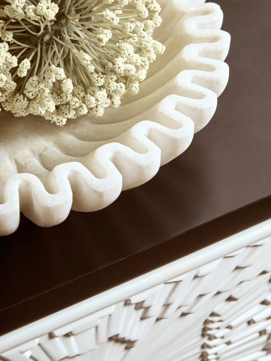 Savio Small White Fluted Marble Bowl - Image 3
