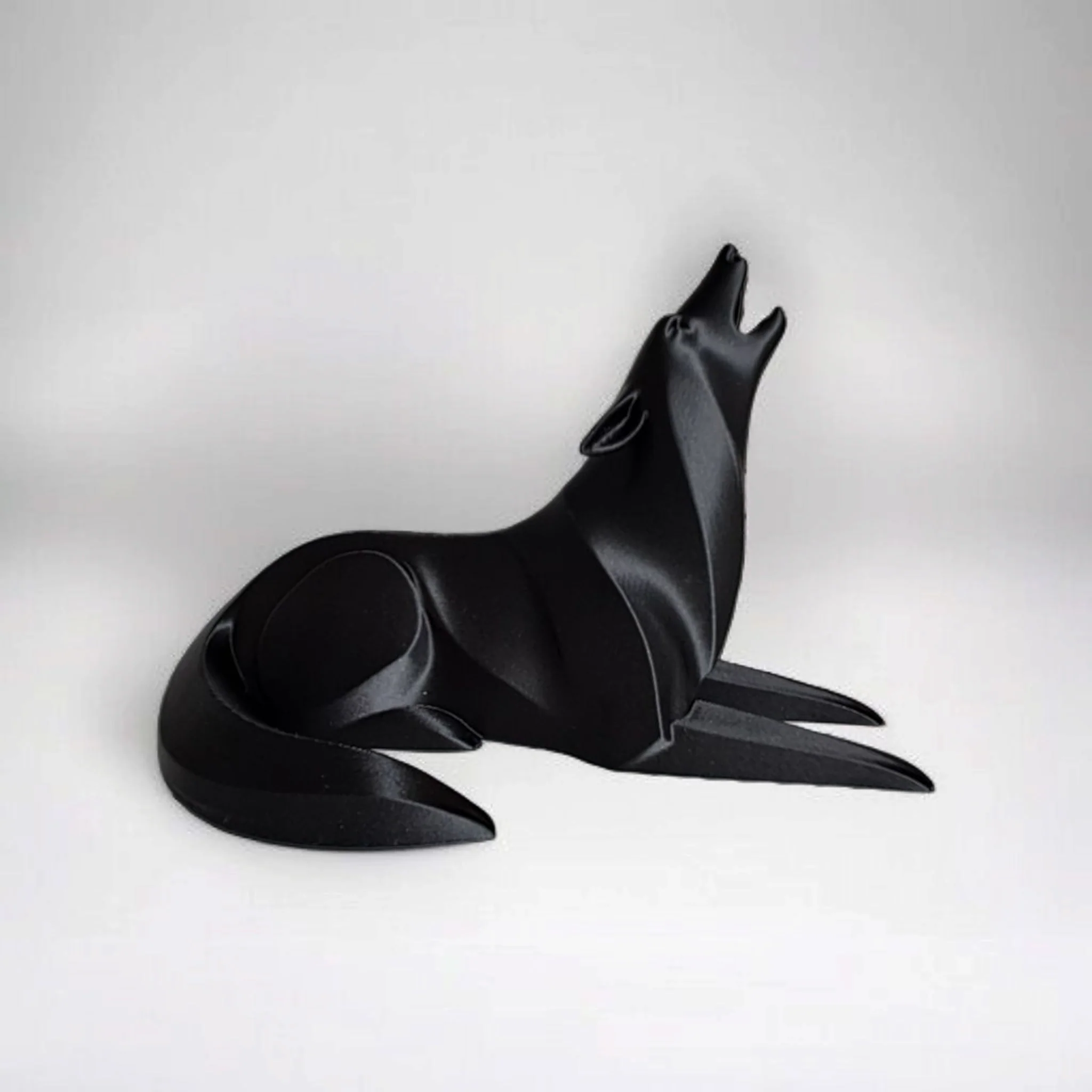 Sculpture #21 | Minimalist Lying Wolf Sculpture - Modern Abstract Figurine - Image 3