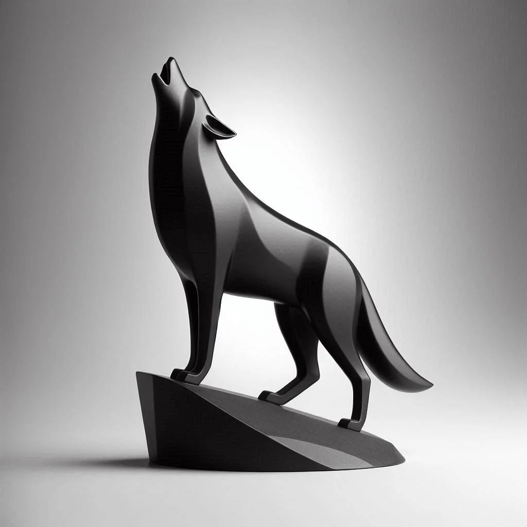 Sculpture #32 – Unique Minimalist Wolf on Pedestal - Image 4
