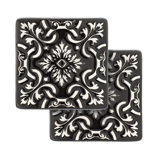 Set of 2 Ceramic Coasters Azulejo | Black - Image 2