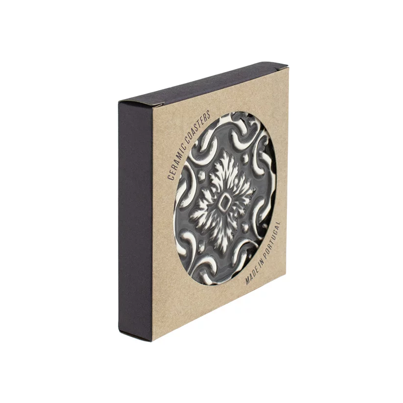 Set of 2 Ceramic Coasters Azulejo | Black - Image 6