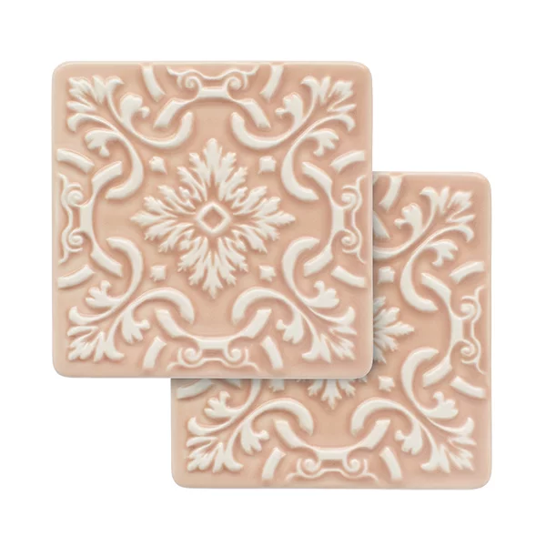 Set of 2 Ceramic Coasters Azulejo | Pink - Image 2