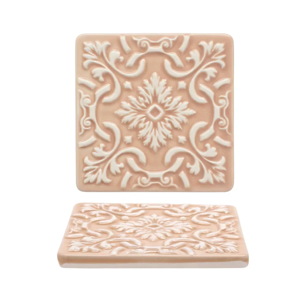 Set of 2 Ceramic Coasters Azulejo | Pink - Image 3