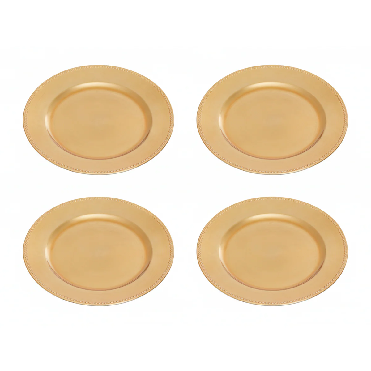 Set of 4 33cm Dia Gold Finish Dotted Charger Plates