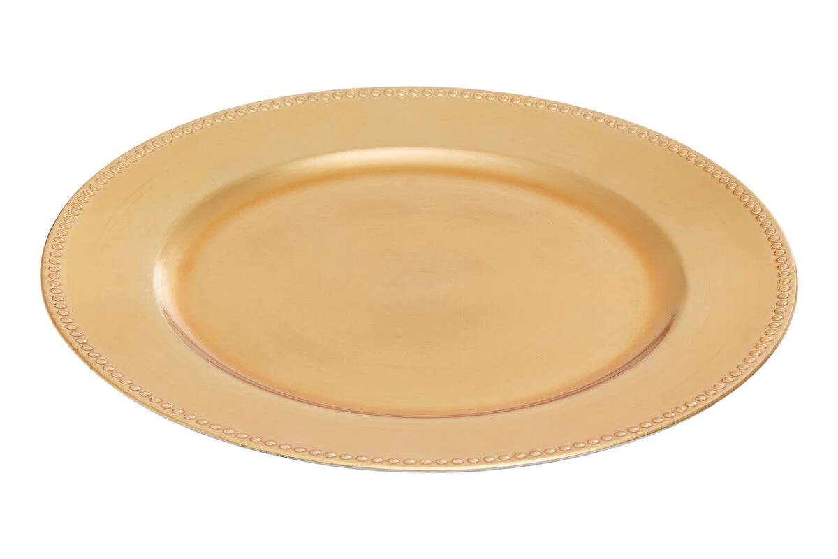 Set of 4 33cm Dia Gold Finish Dotted Charger Plates - Image 5