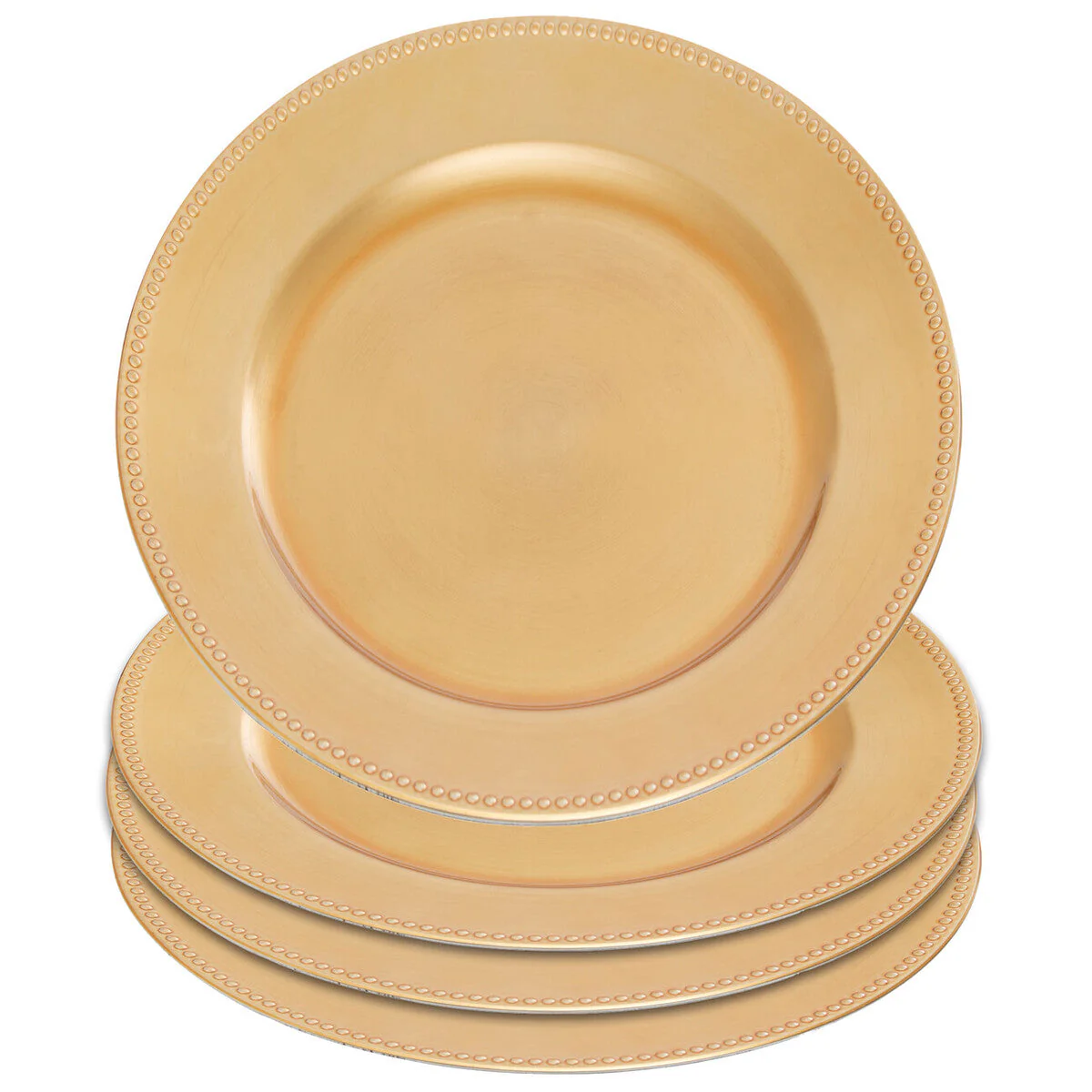 Set of 4 33cm Dia Gold Finish Dotted Charger Plates - Image 6