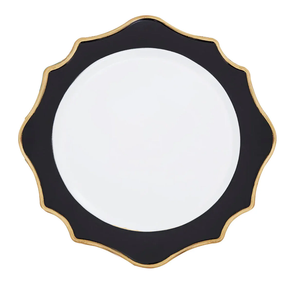 Set of 4 33cm Dia White and Black Round Charger Plates - Image 5