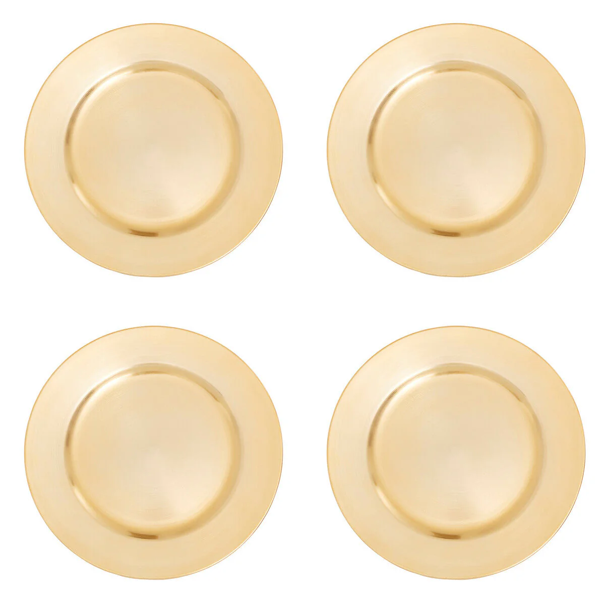 Set of Four 33cm Dia Gold Finish Flat Style Charger Plates
