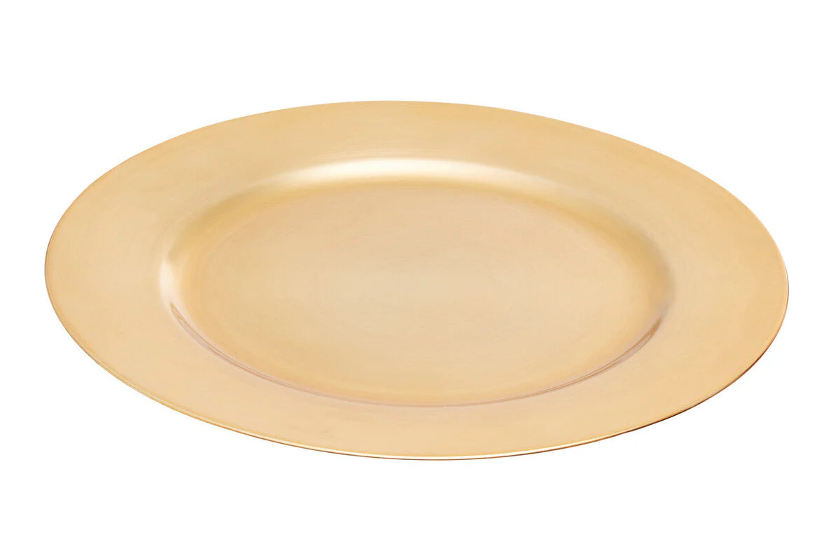 Set of Four 33cm Dia Gold Finish Flat Style Charger Plates - Image 5