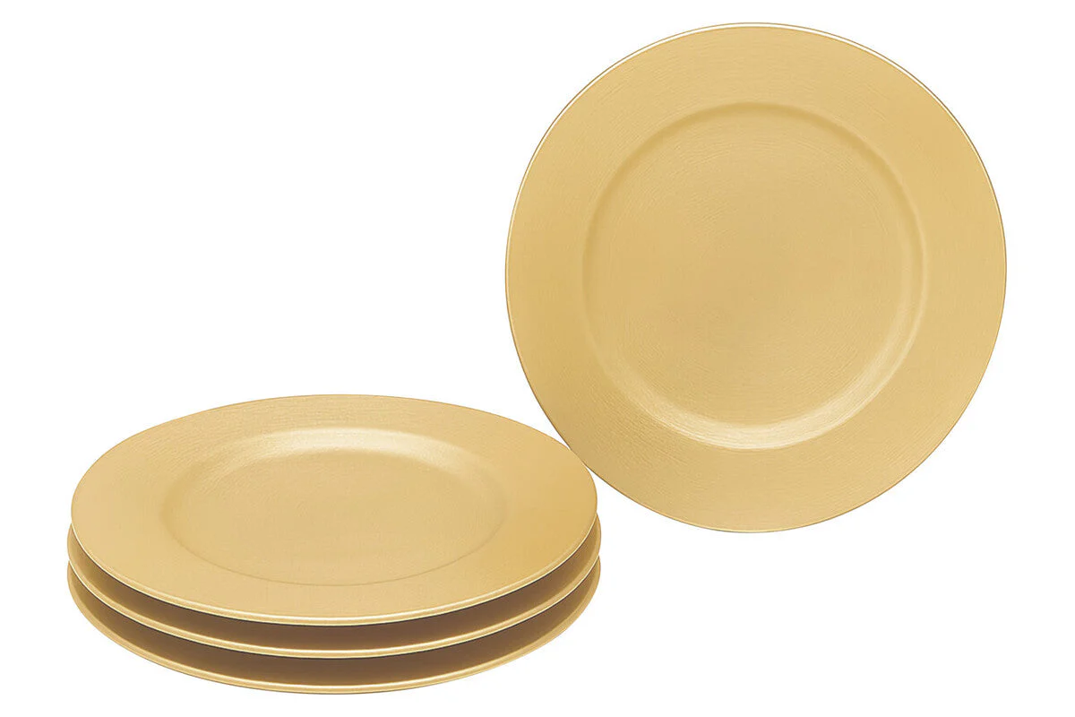Set of Four 33cm Dia Gold Finish Flat Style Charger Plates - Image 7