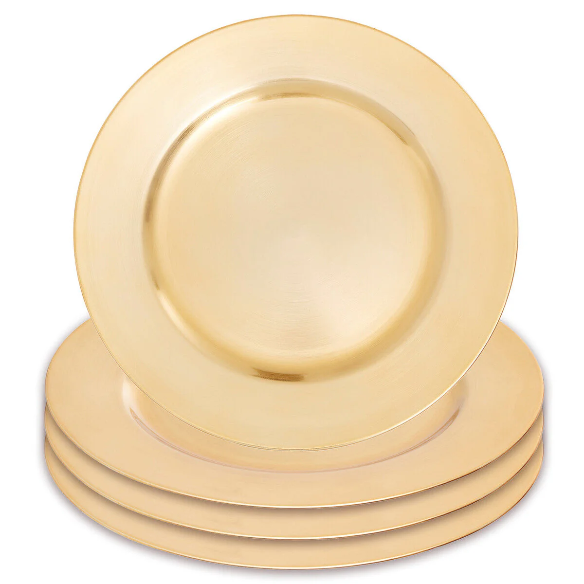 Set of Four 33cm Dia Gold Finish Flat Style Charger Plates - Image 9