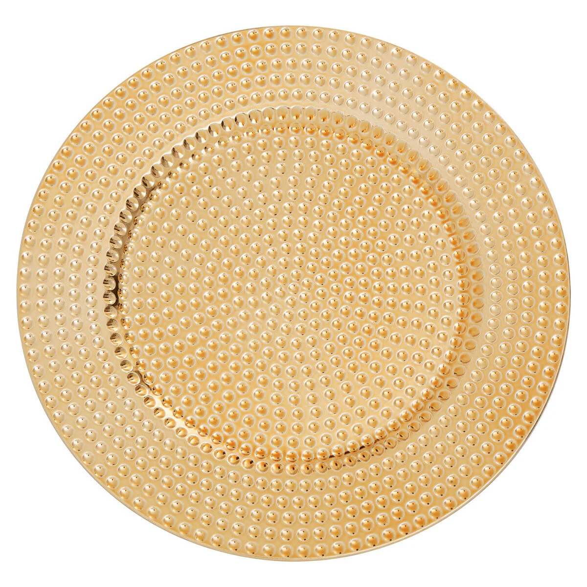 Set of Four 33cm Dia Gold Finish Hammered Charger Plates - Image 5