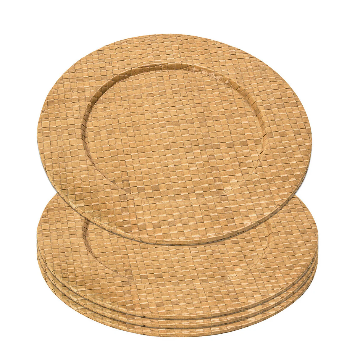 Set of Four 33cm Dia Pandanus Natural Charger Plates - Image 6