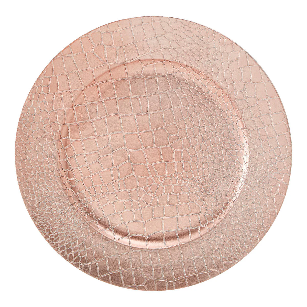 Set of Four 33cm Dia Rose Gold Crocodile Effect Charger Plates - Image 5