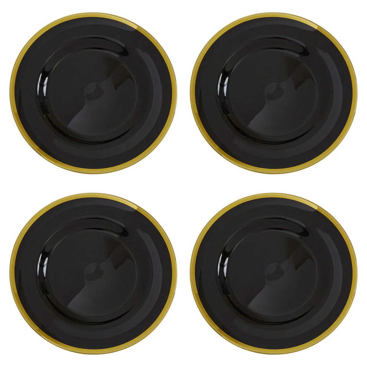 Set of Four Ida 33cm Dia Black Glass Charger Plates - Image 2