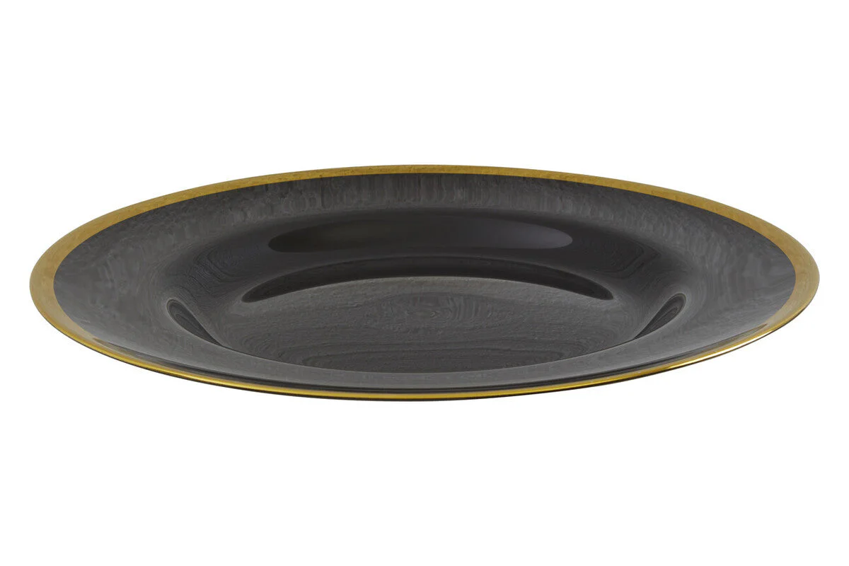 Set of Four Ida 33cm Dia Black Glass Charger Plates - Image 8