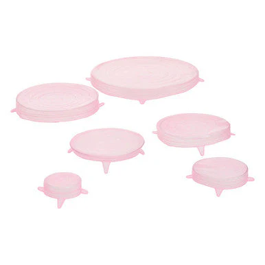 Set Of Six Zing Pink Silicone Lids - Image 4