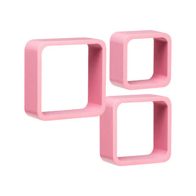 Set Of Three Pink Mdf Wall Cubes - Image 2