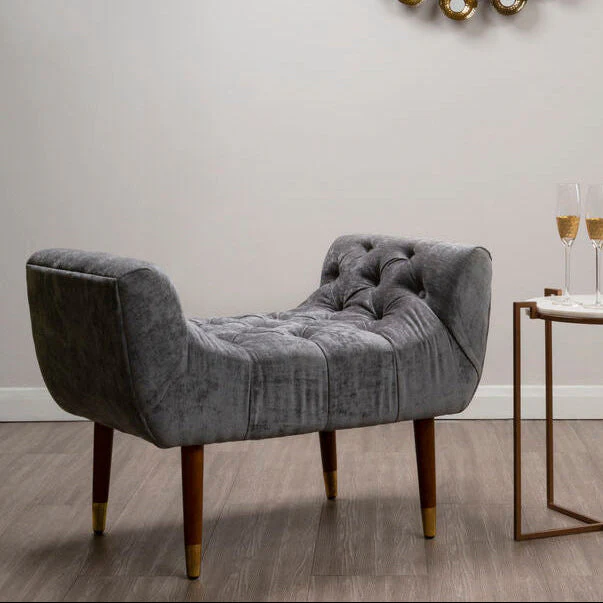 Shay Grey Chenille Stool