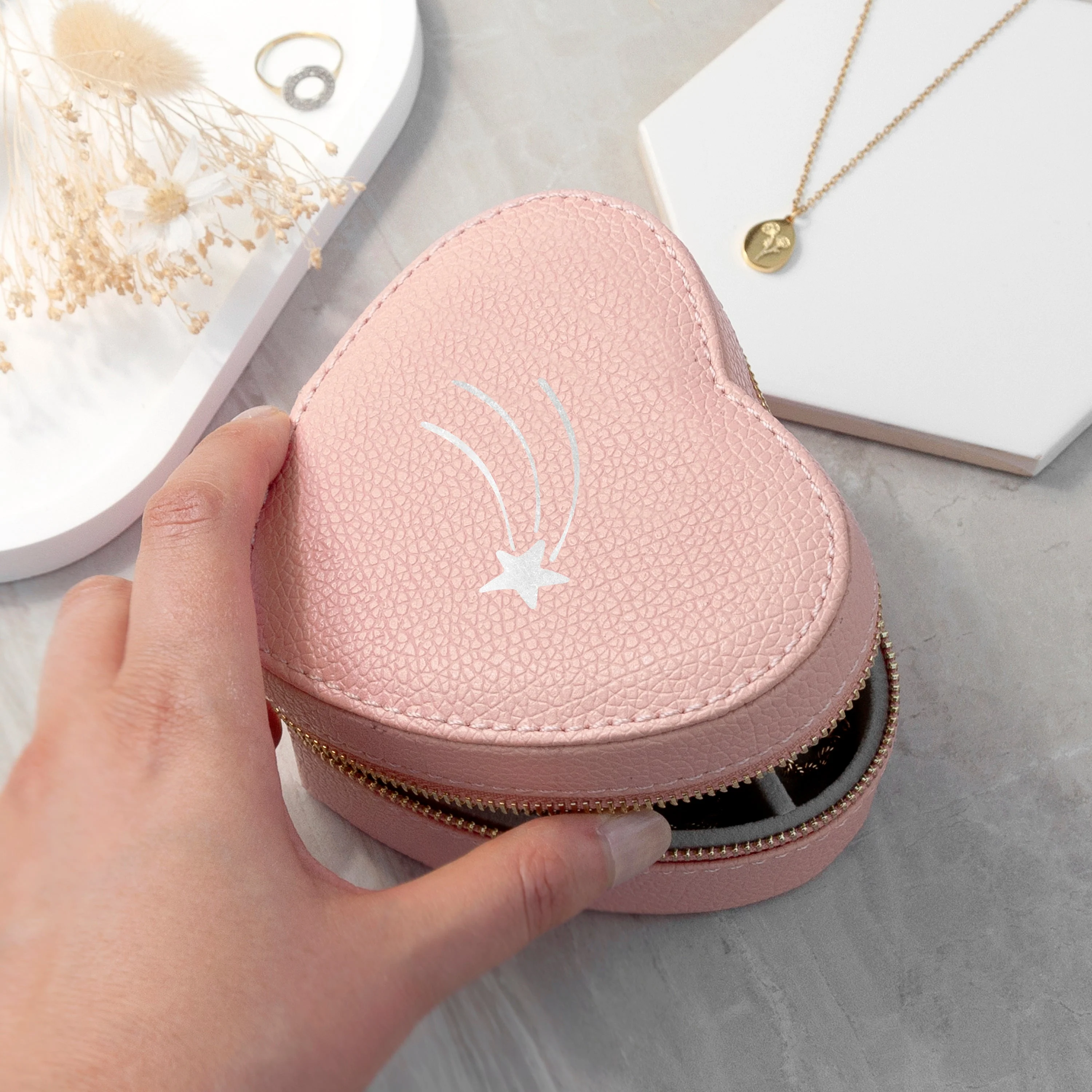 Shooting Star Pink Heart Travel Jewellery Case - Image 3