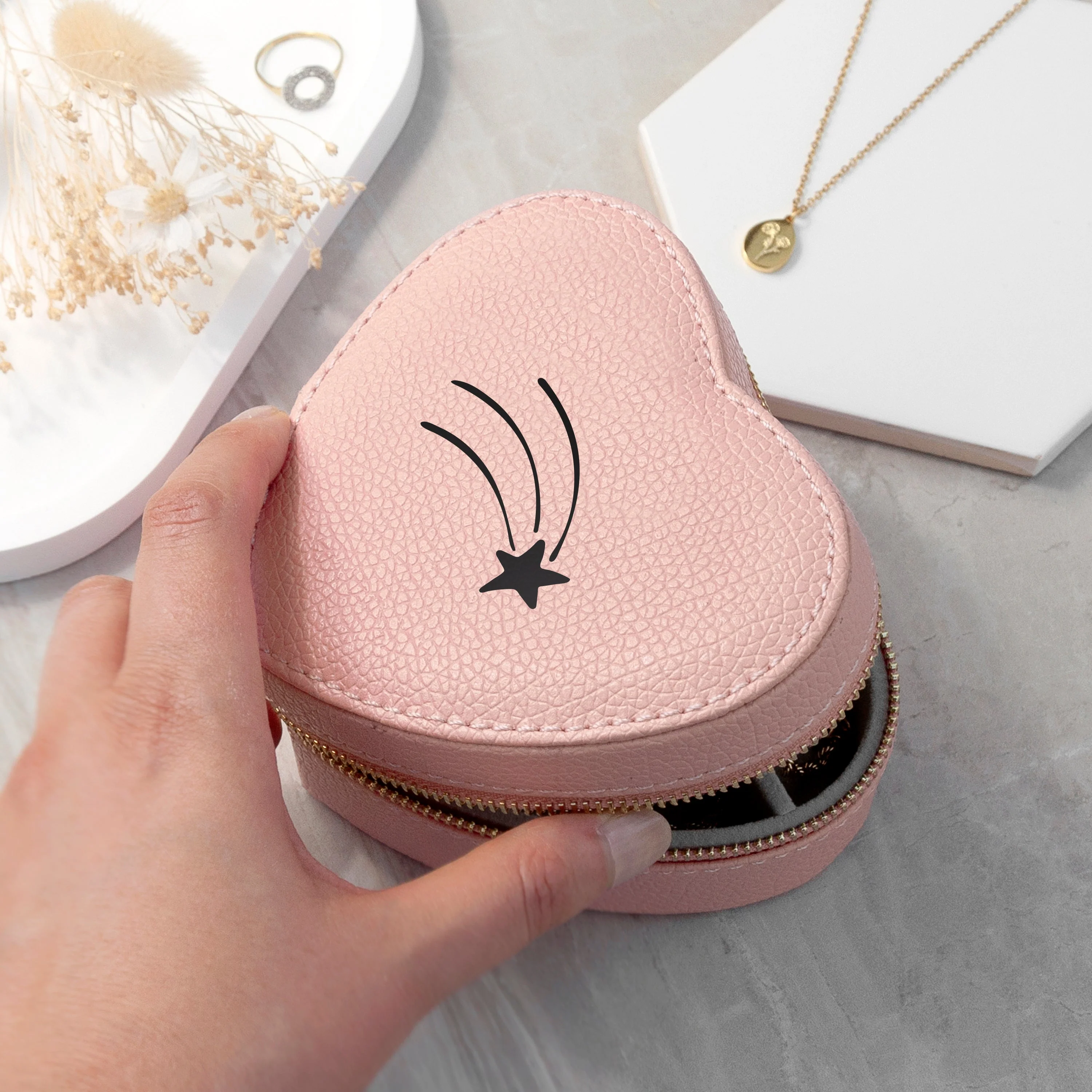 Shooting Star Pink Heart Travel Jewellery Case - Image 9