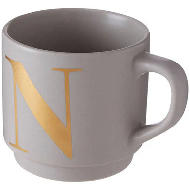Signet Grey Monogram Mug, N - Image 2