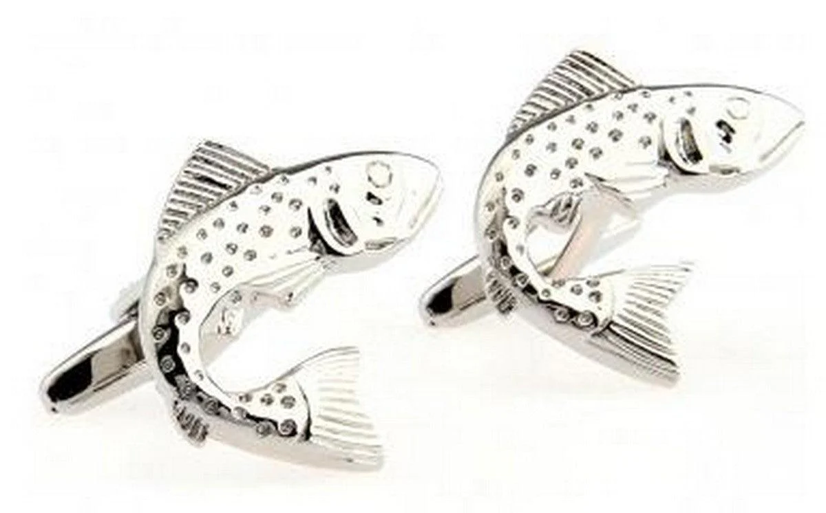 silver fish design cufflinks