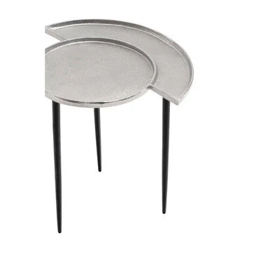 Silver Overlapping Tray Top Side Table with Black Metal Legs, Simbolo - Image 2