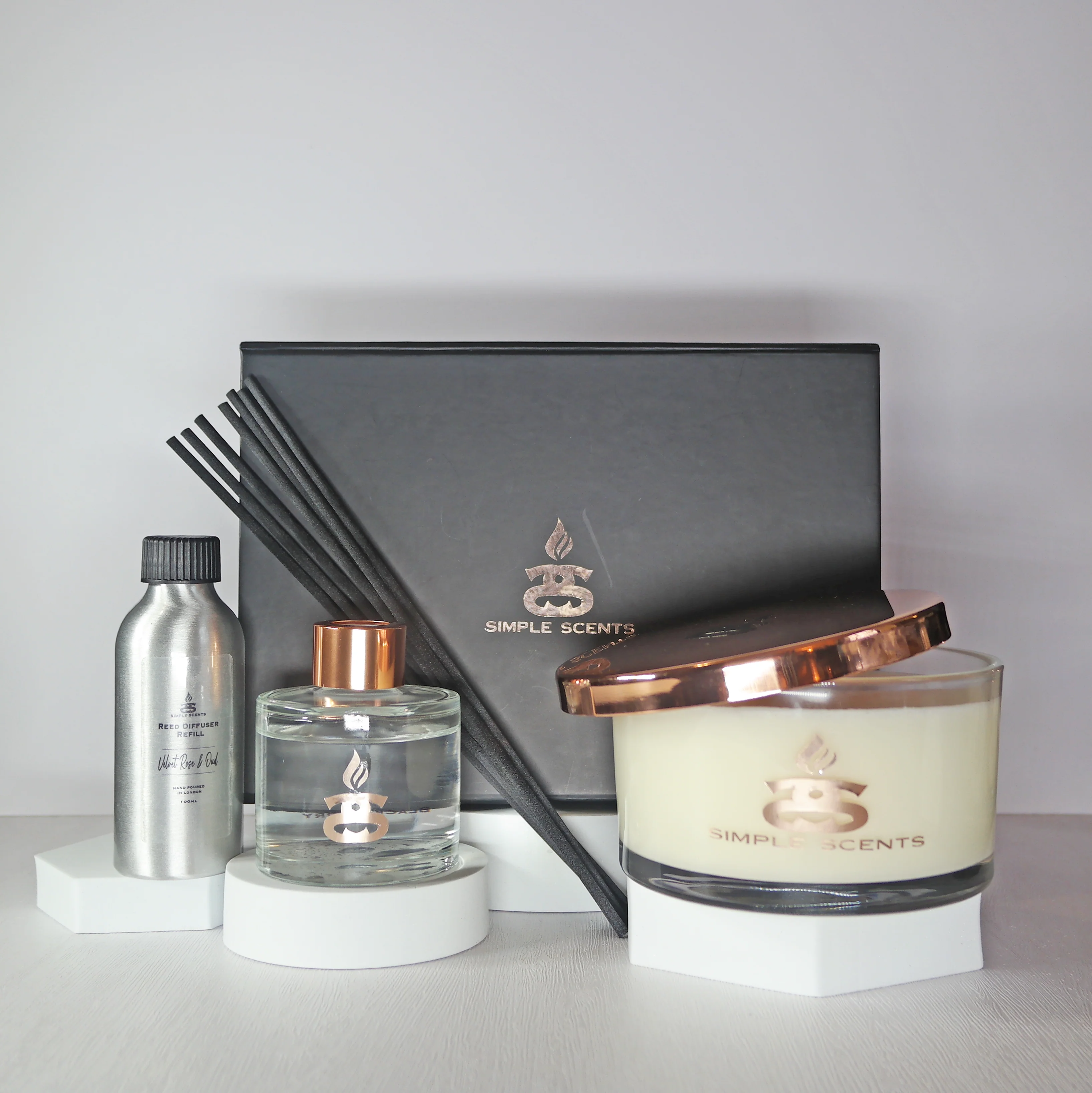 Simple Scents Experience Opulence Candle, Reed Diffuser & Diffuser Refill Gift Set